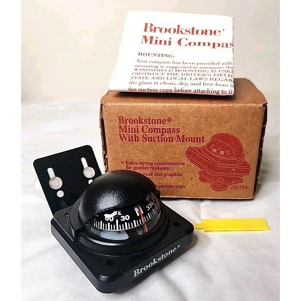 Brookstone Mini Compass with Suction Mount NIB